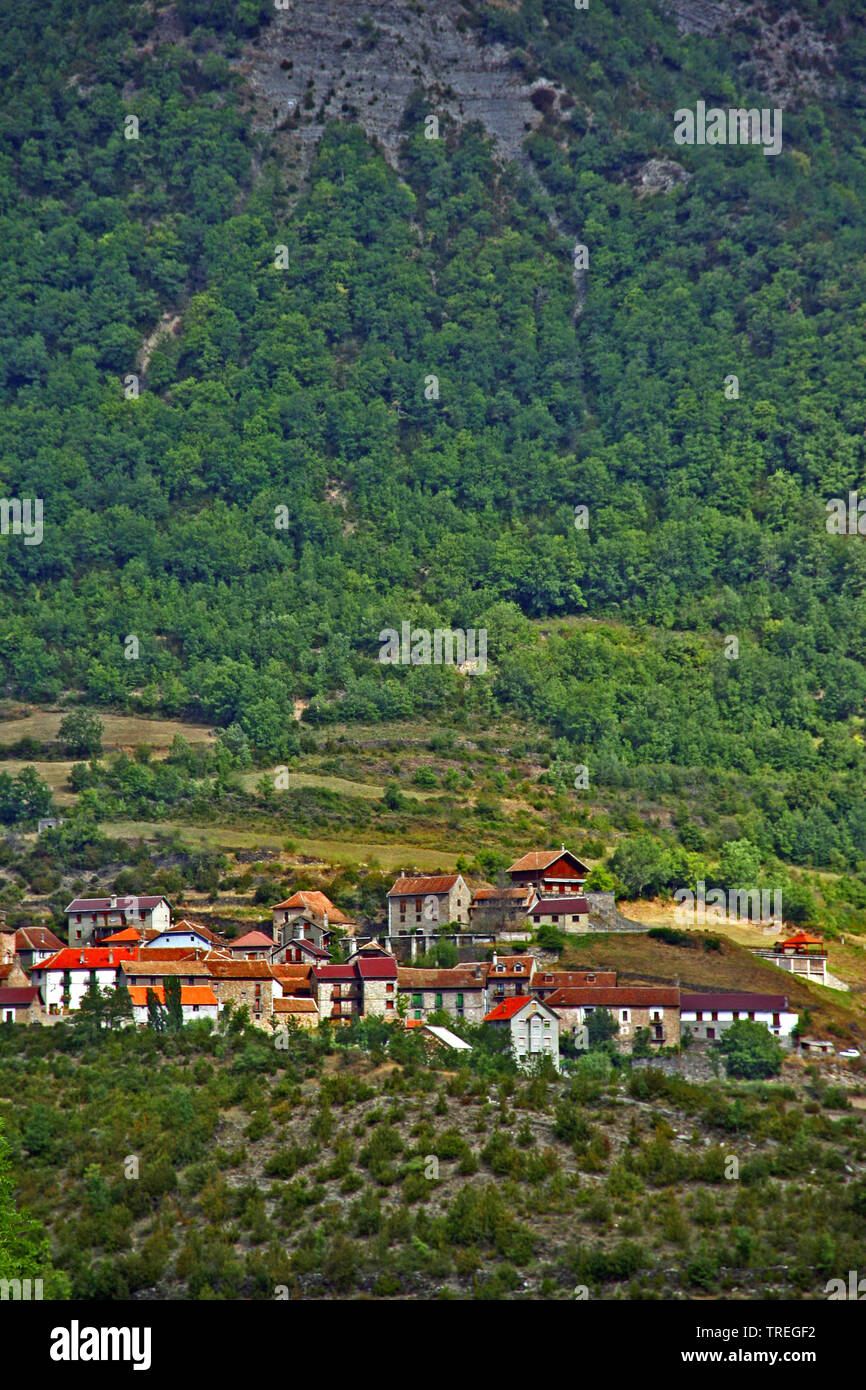 Mountain Village in den spanischen Pyrenäen, Spanien, Pyrenäen Stockfoto