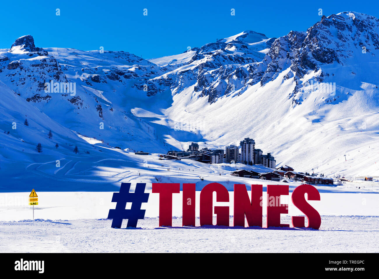 Das Skigebiet von Tignes in Tarentaise, Frankreich, Savoyen Stockfoto