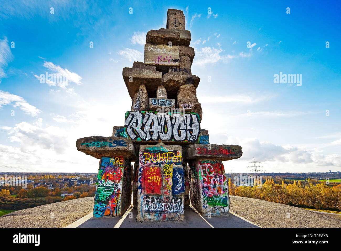 Graffiti auf der Treppe des Himmels, verderben Tipp Rhein Elbe, Deutschland, Nordrhein-Westfalen, Ruhrgebiet, Gelsenkirchen Stockfoto