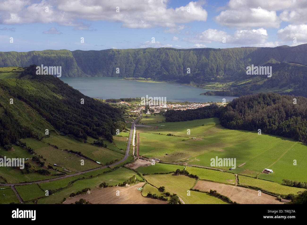 Twin Lakes, Azoren, Sao Miguel, Sete Cidades Stockfoto