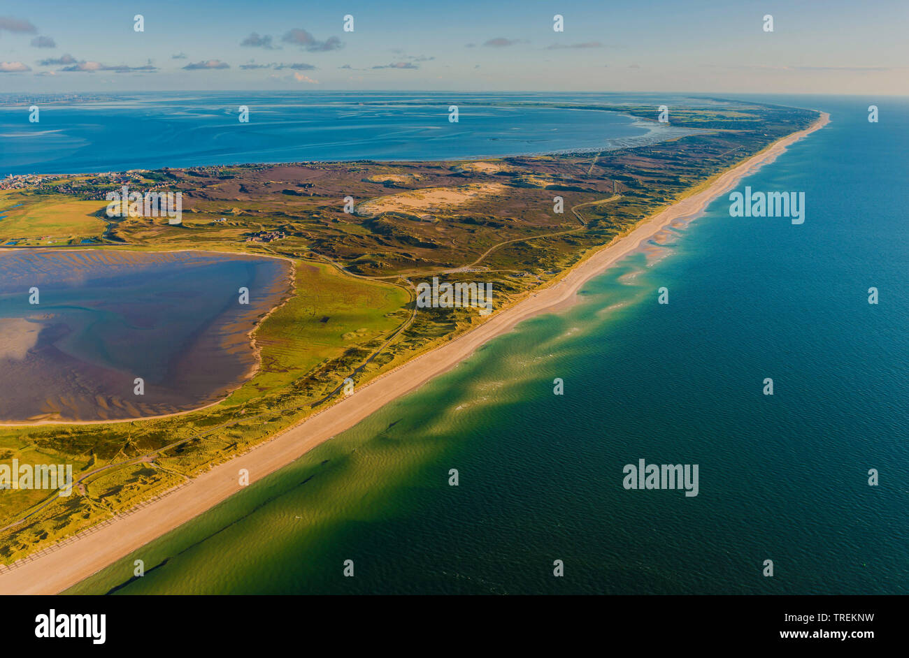 An der Westküste von Sylt, Luftbild, Deutschland, Schleswig-Holstein, Friesland, Sylt Stockfoto