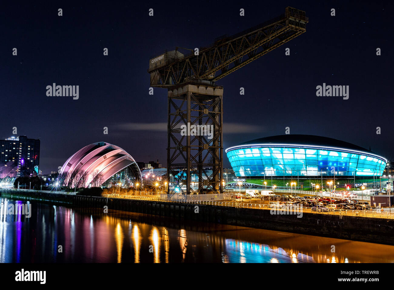 In der Nacht - Glasgow Finnieston Kran Stockfoto