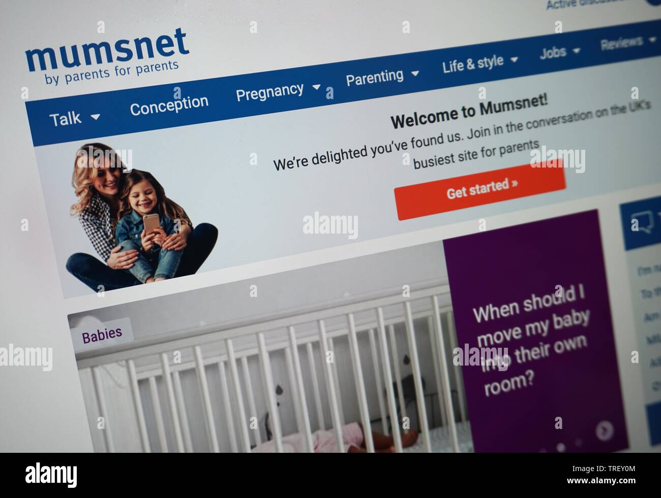 Mumsnet Website einschließlich Logo. Stockfoto