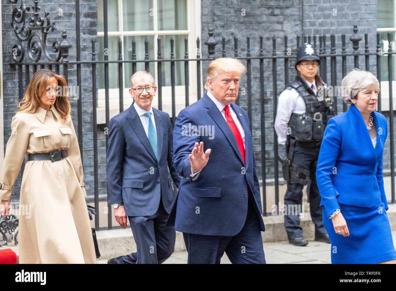London, 4. Juni 2019 Präsident Trump visits Theresa May MP PC, Premierminister in Dowing Straße Donald Trump und Theresa May 10 Downing Street, um auf der conferencce Credit Ian Davidson Alamy Leben Nachrichten hinterlassen Stockfoto