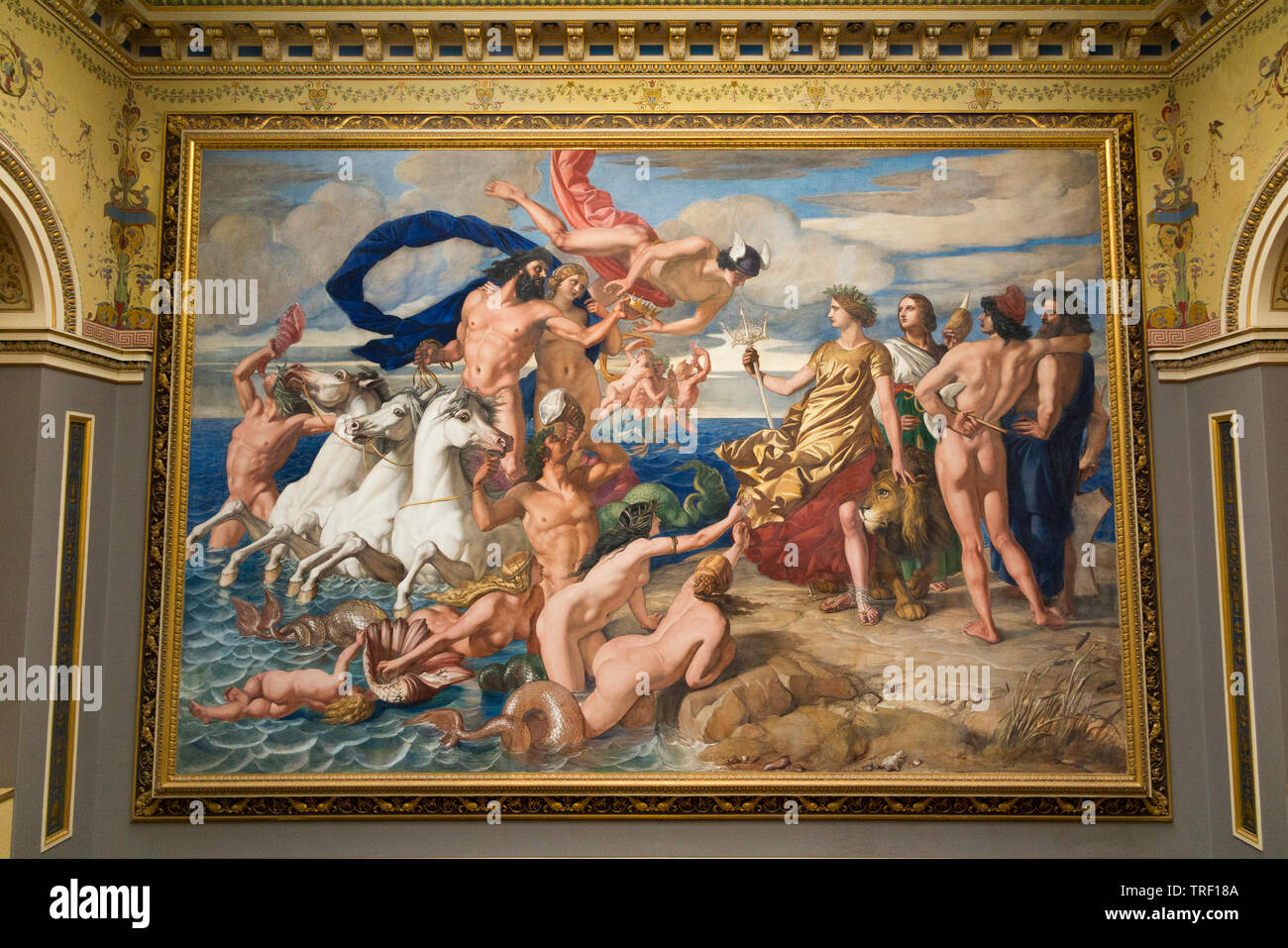 Fresko Neptun abfinden zu Britannia das Imperium des Meeres durch William Dyce am Treppenhaus Wand von Osbourne House (über die wichtigsten Auftraggeber Treppe) (99) Stockfoto