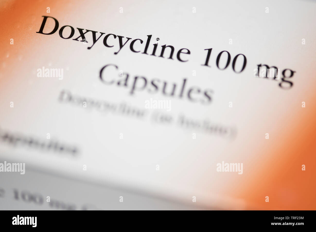 Box von Doxycyclin Kapseln prophelactic Behandlung gegen Malaria Malaria Infektion zu verhindern Stockfoto