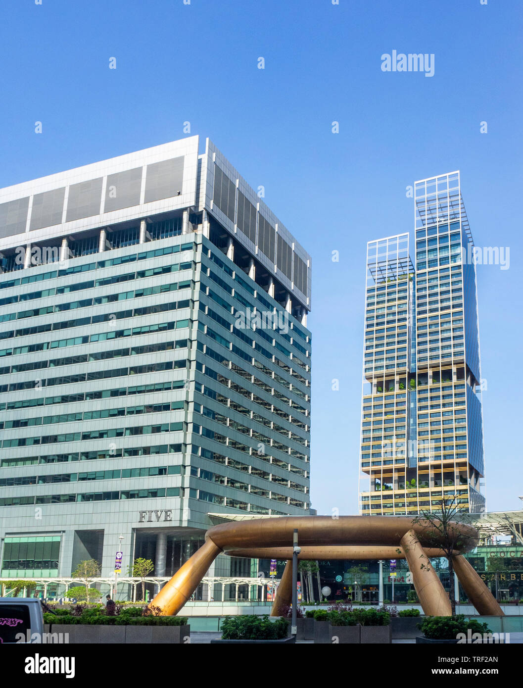 Wasserspiel Brunnen des Reichtums in Suntec City, Singapur. Stockfoto