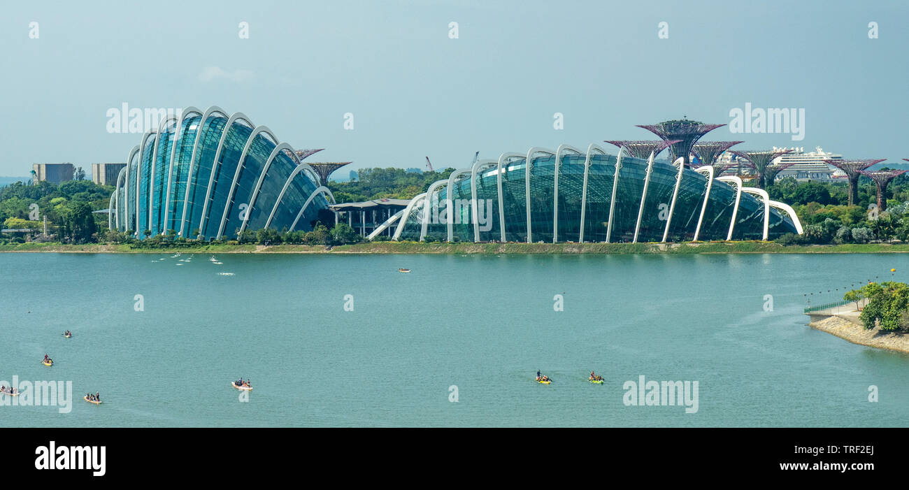 Blume Kuppel- und Nebelwald Gewächshäuser Gärten an der Bucht von Singapur. Stockfoto