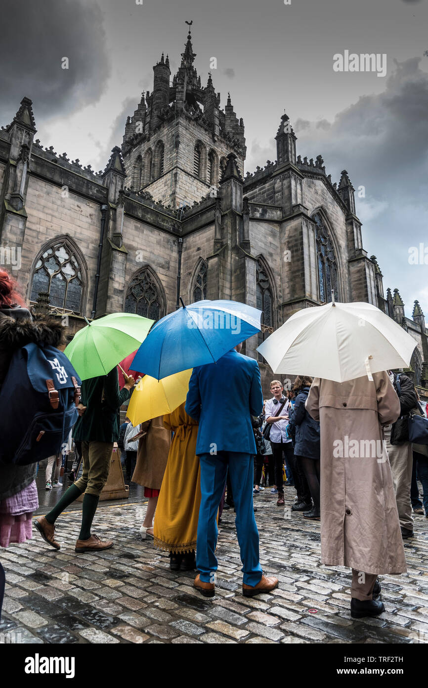 Straßenkünstler in Edinburgh Festival Fringe Stockfoto
