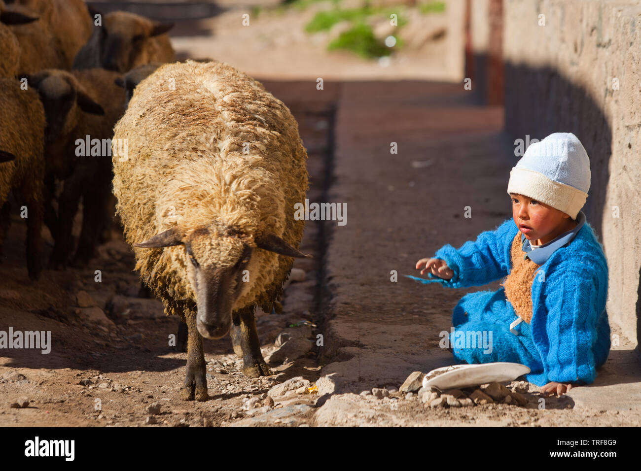Kleine Kinder spielen im Schlamm Stockfoto