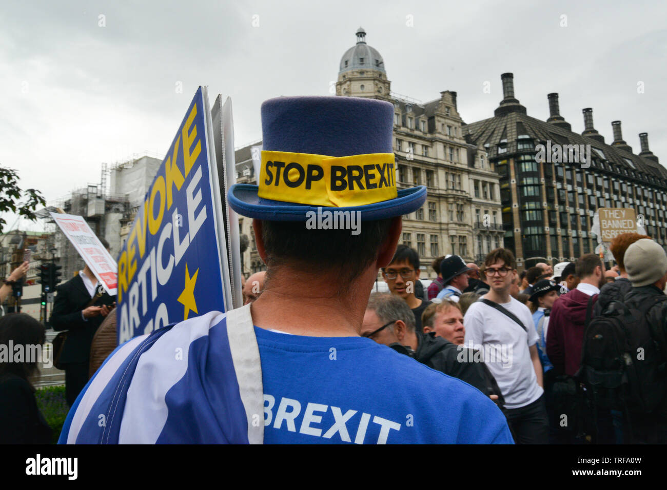 US-Präsident Donald Trump Besuch in London, UK. Tausende von Menschen haben in den Straßen von London Großbritannien Staatsbesuch von Donald Trump zu protestieren. Stockfoto