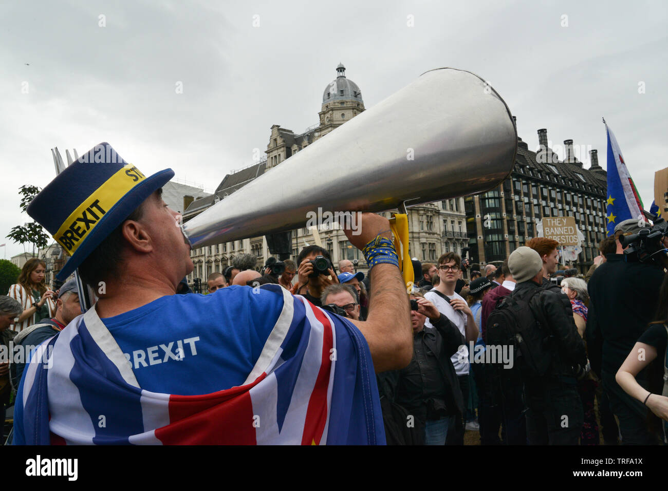 US-Präsident Donald Trump Besuch in London, UK. Tausende von Menschen haben in den Straßen von London Großbritannien Staatsbesuch von Donald Trump zu protestieren. Stockfoto