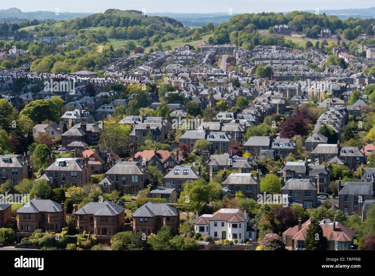 Blick auf die Stadt von Blackford Hill, Edinburgh Stockfoto