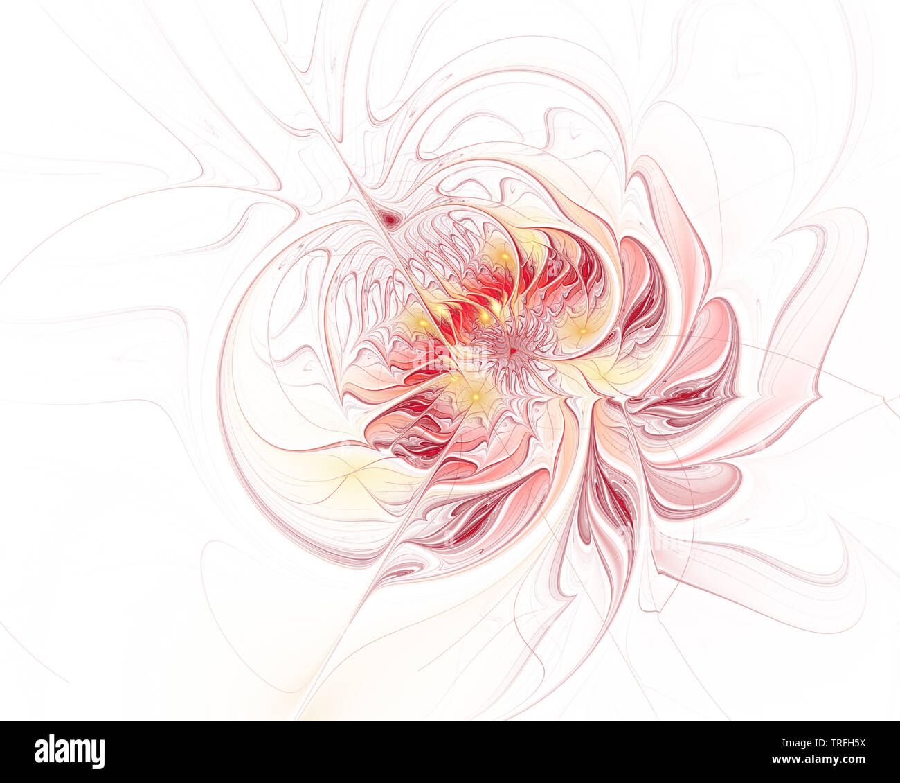 Fractal Abbildung: Heller Hintergrund mit floralen Ornament. Kreative Element für Design. Fraktale Blume von mathematischen Algorithmus erzeugt. Digitale artwor Stockfoto