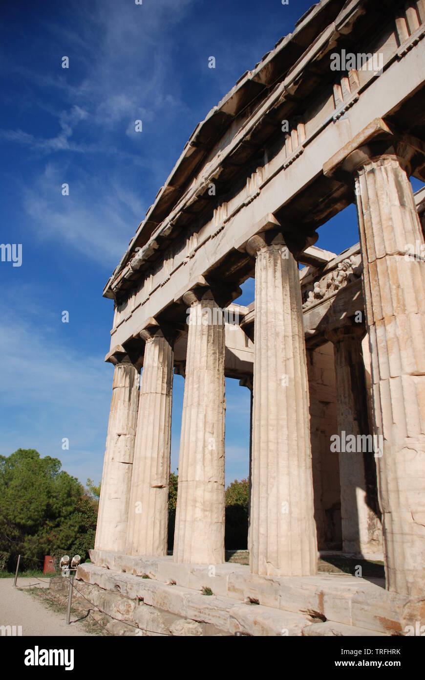 Der Tempel des Hephaistos in die alte athenische Agora in Athen, Griechenland. Stockfoto