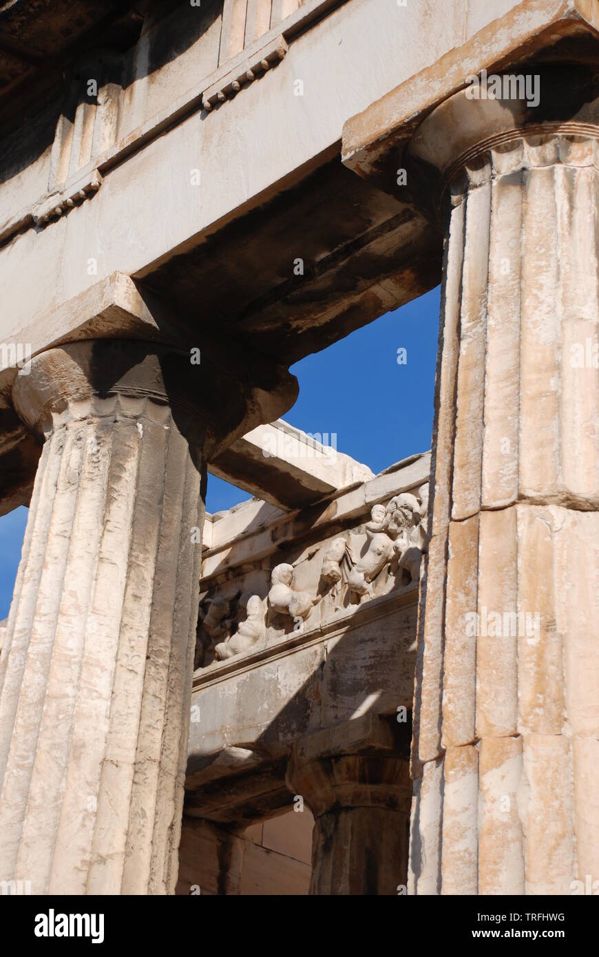 Der Tempel des Hephaistos in die alte athenische Agora in Athen, Griechenland. Stockfoto