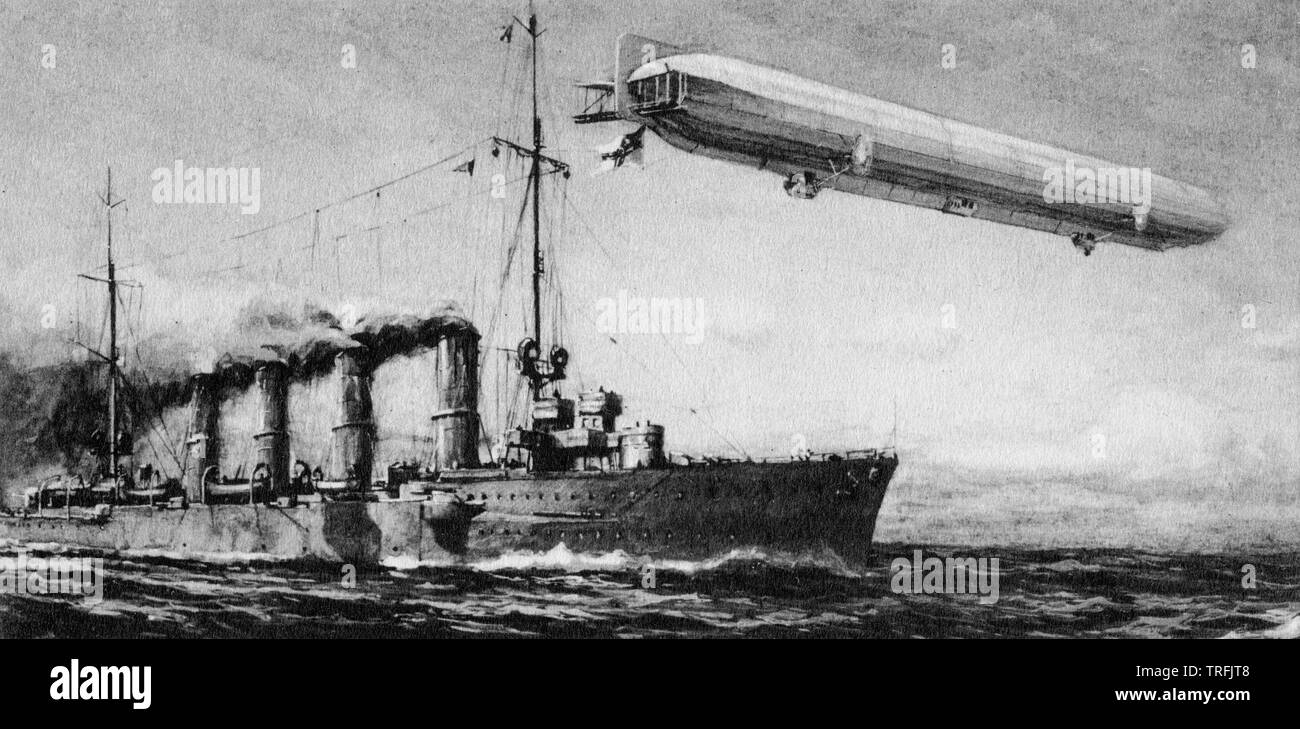 Der deutsche Kreuzer SMS Breslau und Naval Zeppelin Stockfoto