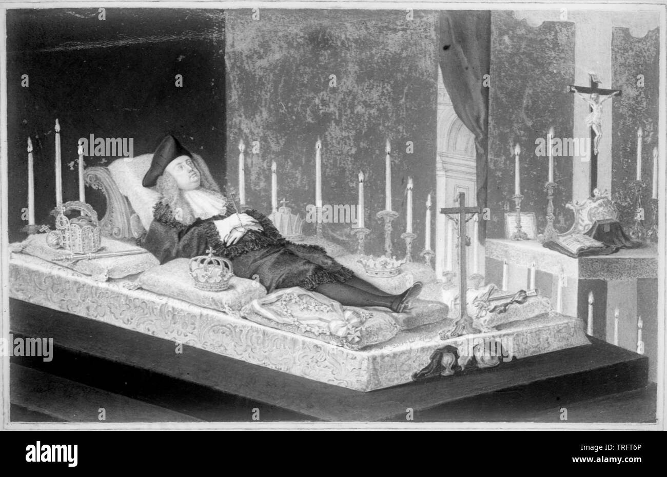 Franz I., Kaiser des Heiligen Römischen Reiches, Franz, die ich auf dem Sterbebett lag, Miniatur, Additional-Rights - Clearance-Info - Not-Available Stockfoto