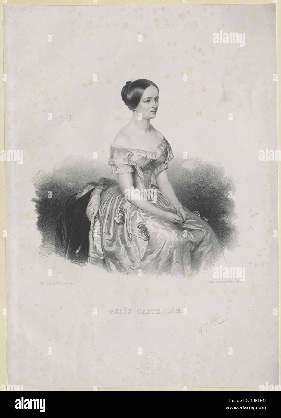 Castella, Jeanne Anais, französische Sängerin (Höhen), singen abwechselnd in Italien und in Wien, 1848-1852 am Covent Garden, gelingt in Mexiko und den USA, Additional-Rights - Clearance-Info - Not-Available Stockfoto