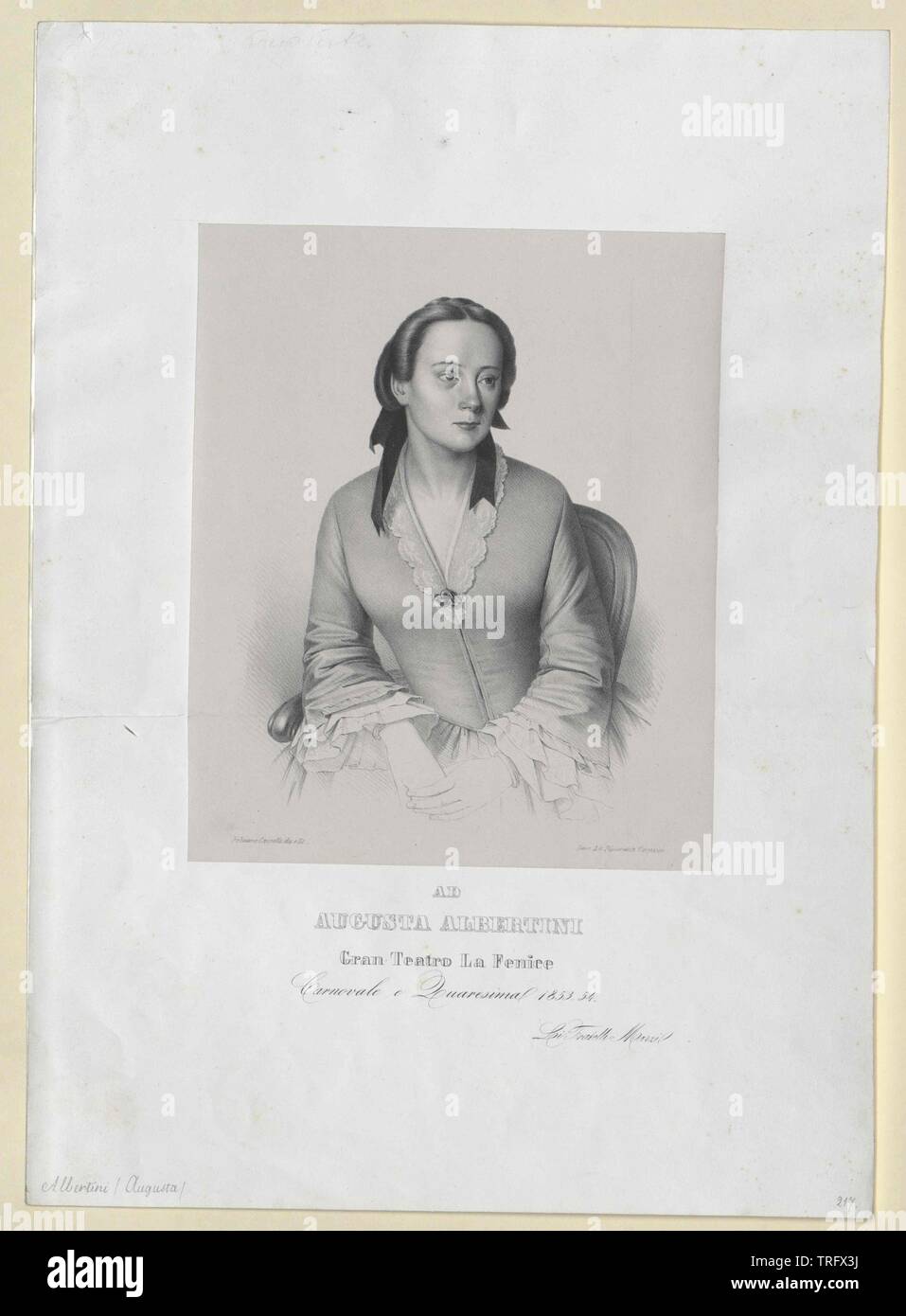 Albertini, Augusta, italienische Schauspielerin ca. 1853 / 1854, Additional-Rights - Clearance-Info - Not-Available Stockfoto