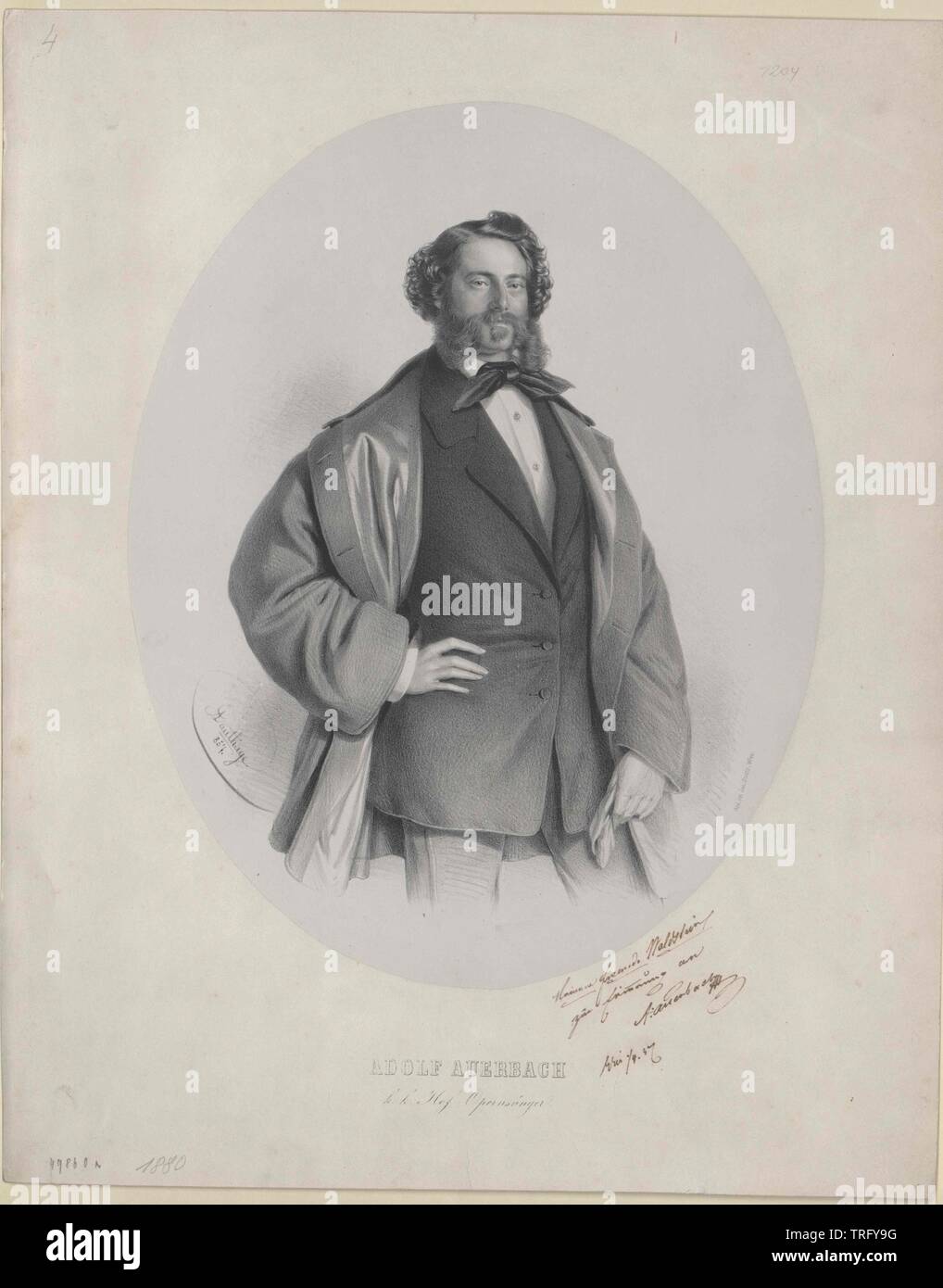 Auerbach, Adolf, opera Tenor (Wien 1856-1857), Hamburg, Wiesbaden, Frankfurt am Main, endlich theatrical Agent, Additional-Rights - Clearance-Info - Not-Available Stockfoto