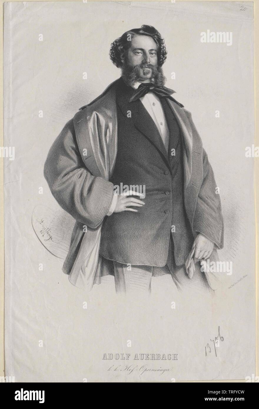 Auerbach, Adolf, opera Tenor (Wien 1856-1857), Hamburg, Wiesbaden, Frankfurt am Main, endlich theatrical Agent, Additional-Rights - Clearance-Info - Not-Available Stockfoto