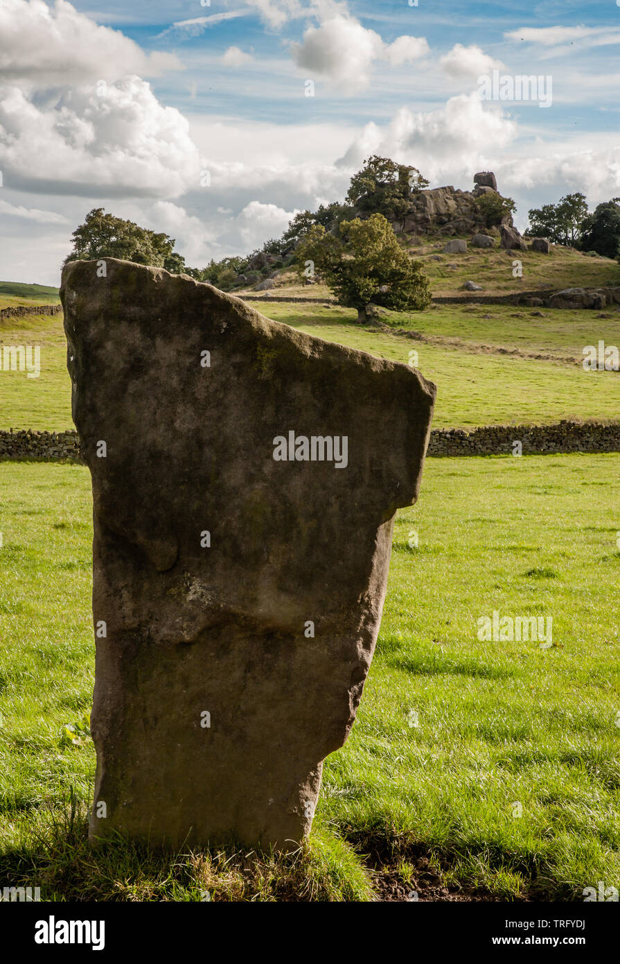 Neun Stein schließen Stone Circle und Robin Hood's Stride in der Nähe von Bakewell in Derbyshire Peak District DE Stockfoto