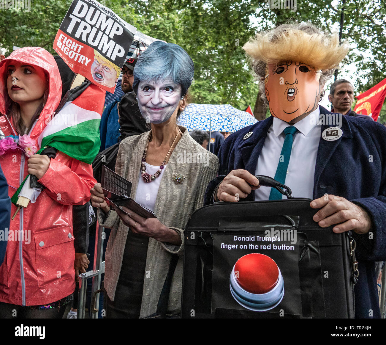 London, Großbritannien. 4. Juni, 2019. Tausende protestieren in London gegen uns Präsident Donald Trumps Staatsbesuch in Großbritannien Stockfoto