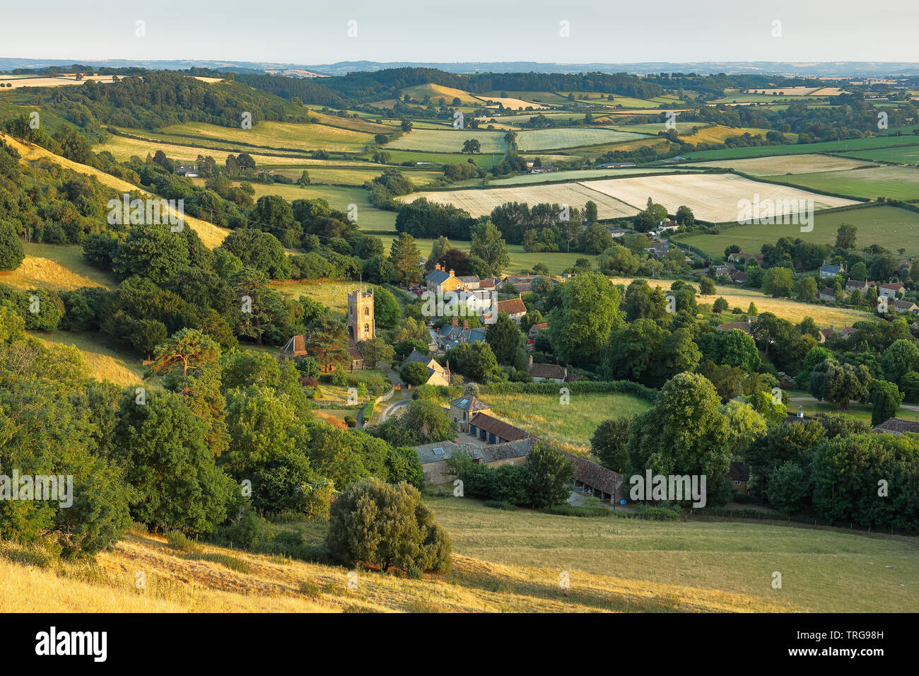 Corton Denham an einem Sommerabend in Somerset, England, Großbritannien Stockfoto
