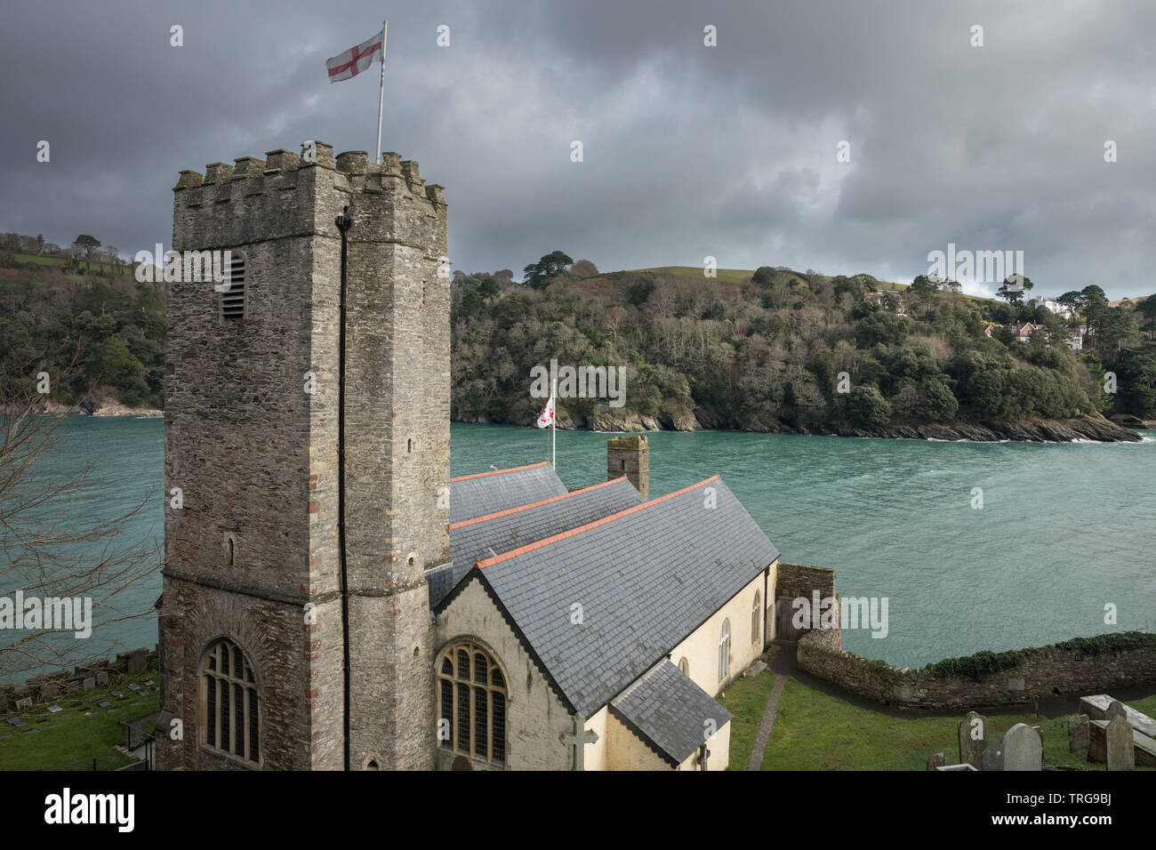Castle Point im St Petrox Kirche, Dartmouth, Devon, England, Großbritannien Stockfoto