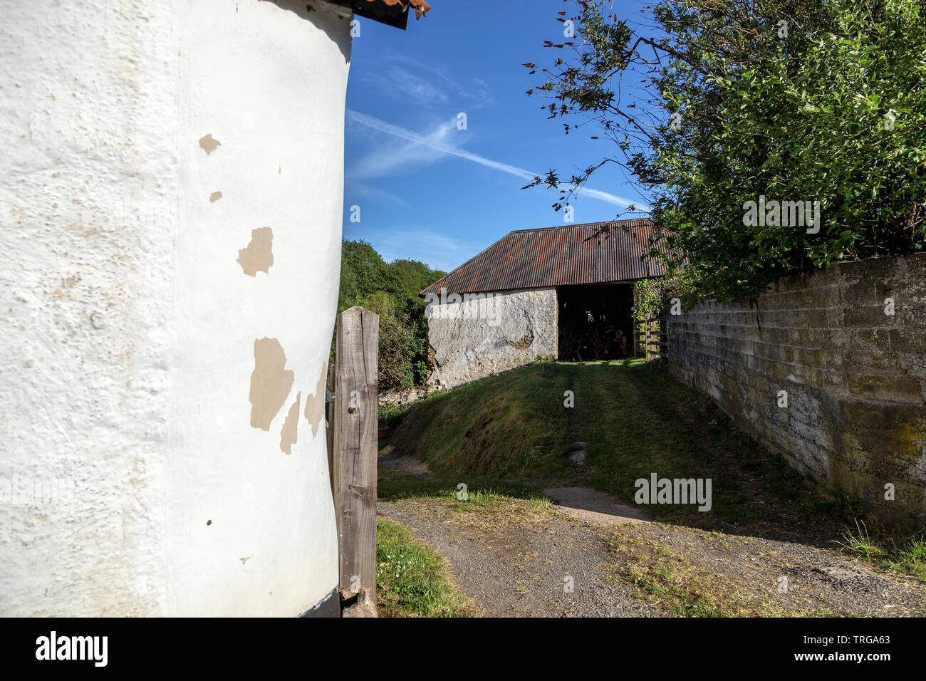 Bauernhof Gebäude, die Strukturen in der Landwirtschaft eingesetzt, die Gebäude, die Familien und Arbeitnehmer zu Hause gehören, sowie Viehzucht, Stockfoto