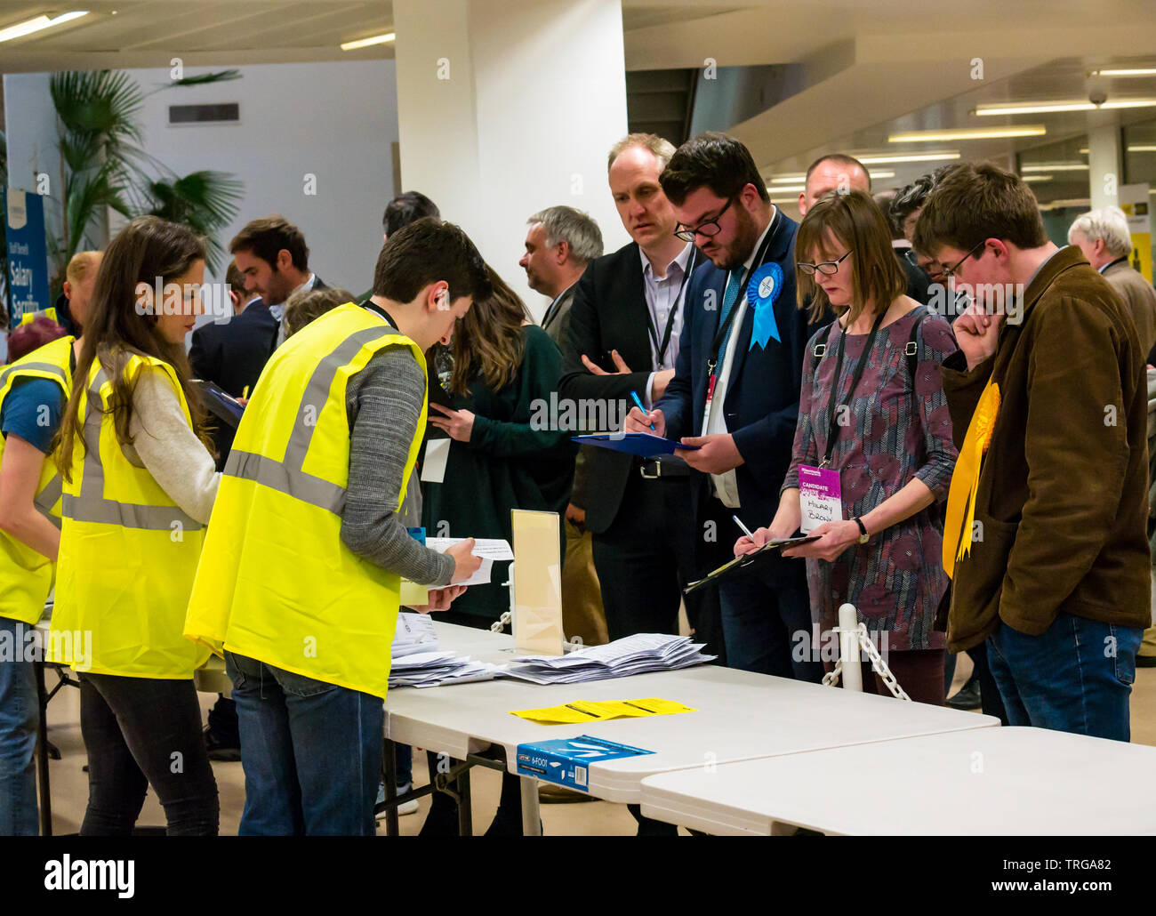 Dan McCroskie, Schottischen Konservativen Kandidaten in Leith Walk Nachwahl zählen in Edinburgh City Council, Edinburgh, Schottland, Großbritannien Stockfoto