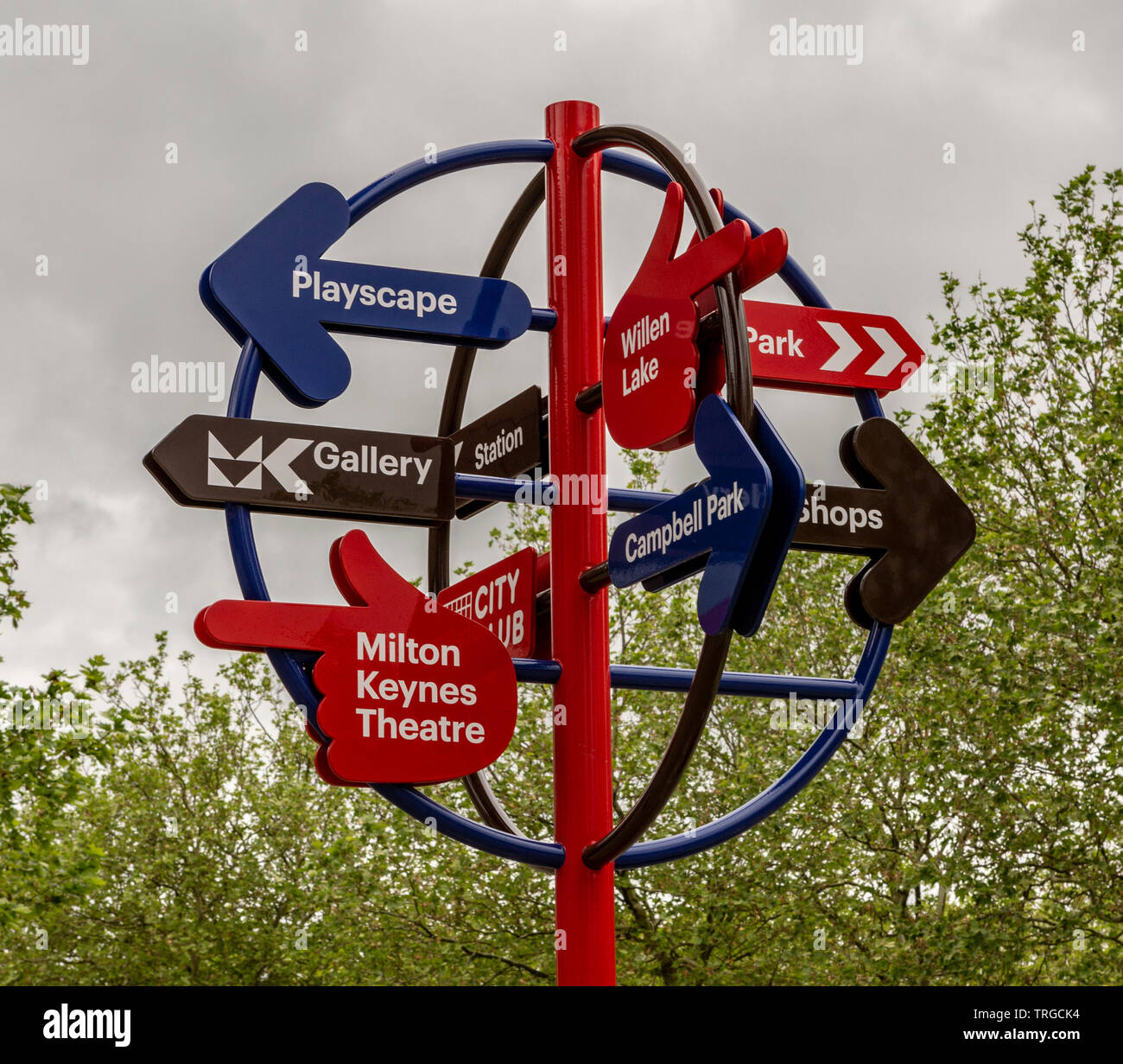 Milton Keynes Zeichen Stockfoto