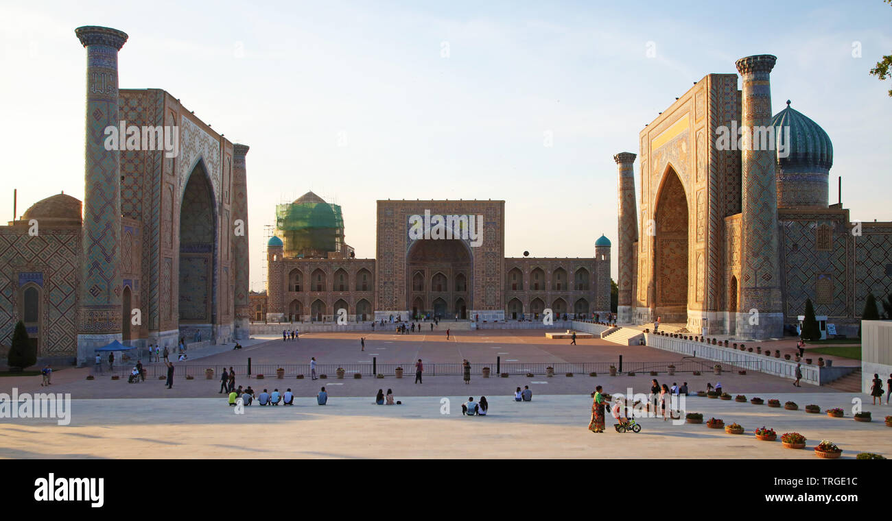 Samarkand, Usbekistan - 29. Mai 2019: Registan in Samarkand, Usbekistan Stockfoto