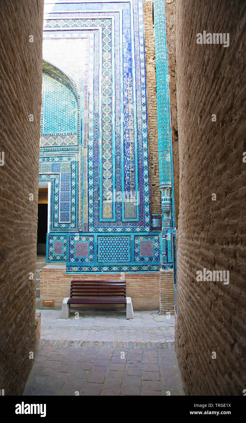 In der Nekropole Schah-i-Zinda von Samarkand, Usbekistan Detail Stockfoto