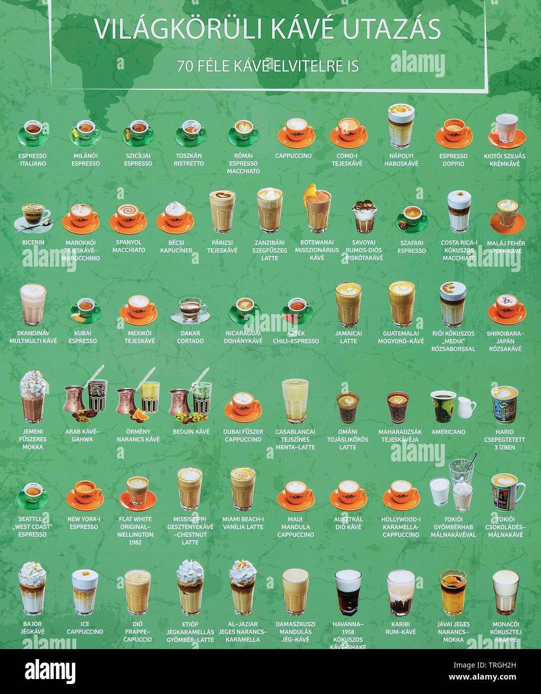 Budapest, Ungarn: Café Fréi mit 70 verschiedenen Kaffeesorten Stockfoto