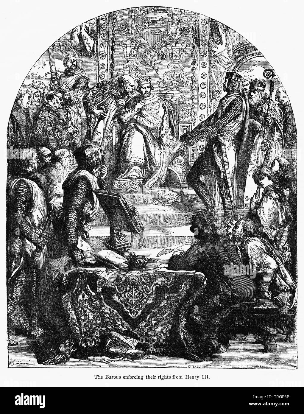 Die Barons Durchsetzung ihrer Rechte von Heinrich III., Illustration von John's Cassell Illustrated Geschichte Englands, Bd. I aus der frühesten Periode der Herrschaft von Edward der Vierten, Cassell, Petter und Galpin, 1857 Stockfoto