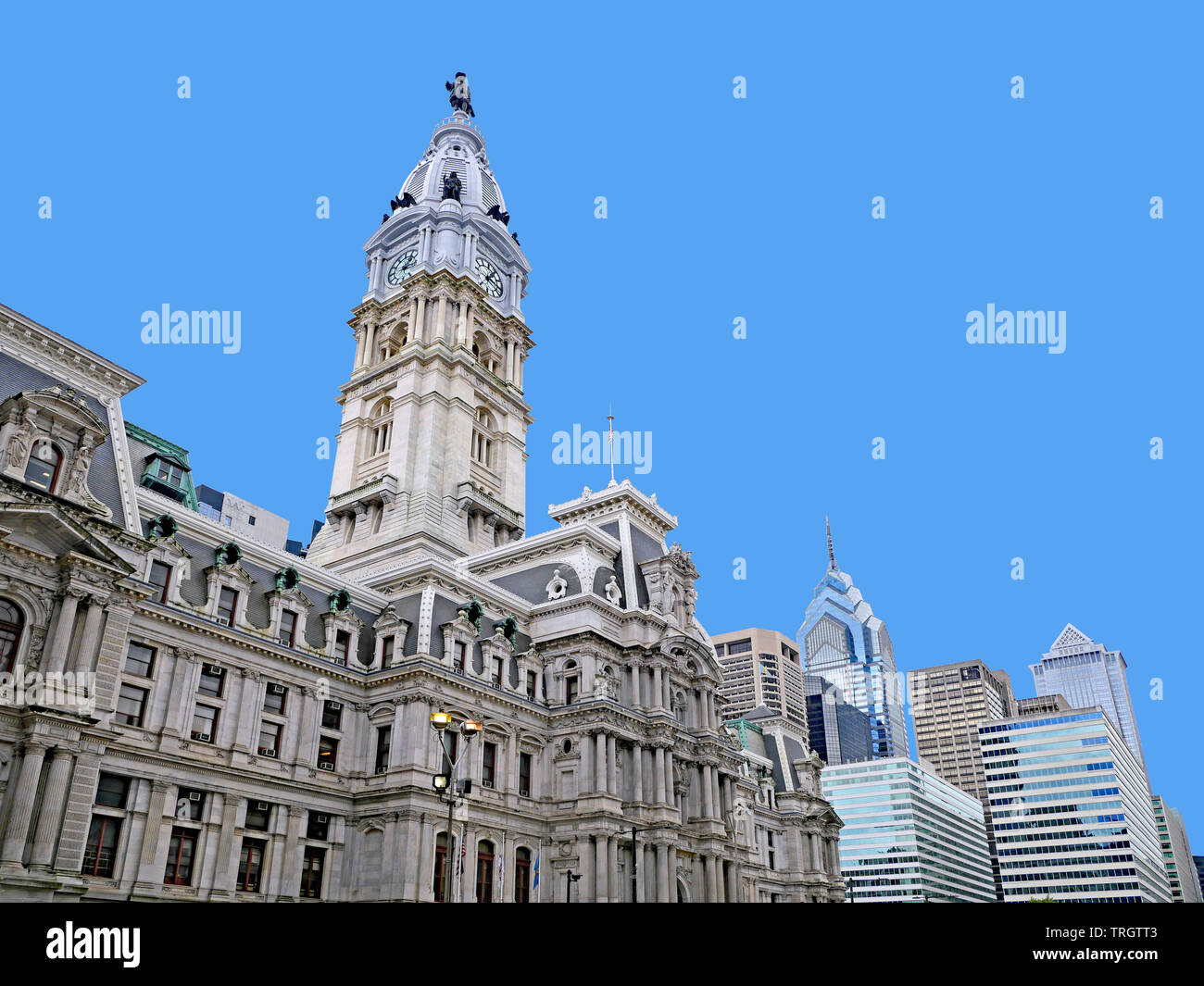 Philadelphia City Hall und Downtown Skyline Stockfoto
