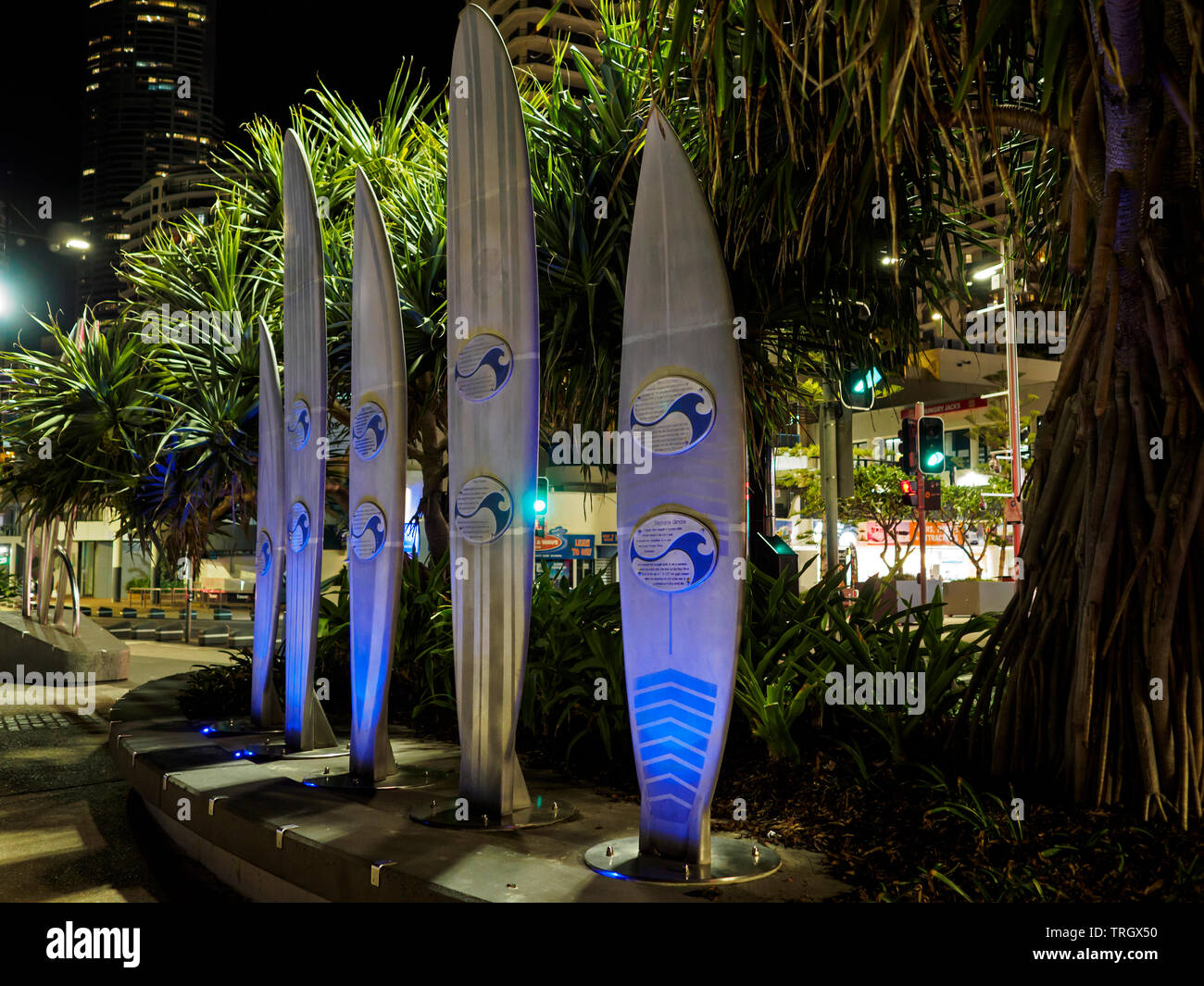 Nacht in Surfers Paradise, Gold Coast, Queensland, Australien Stockfoto