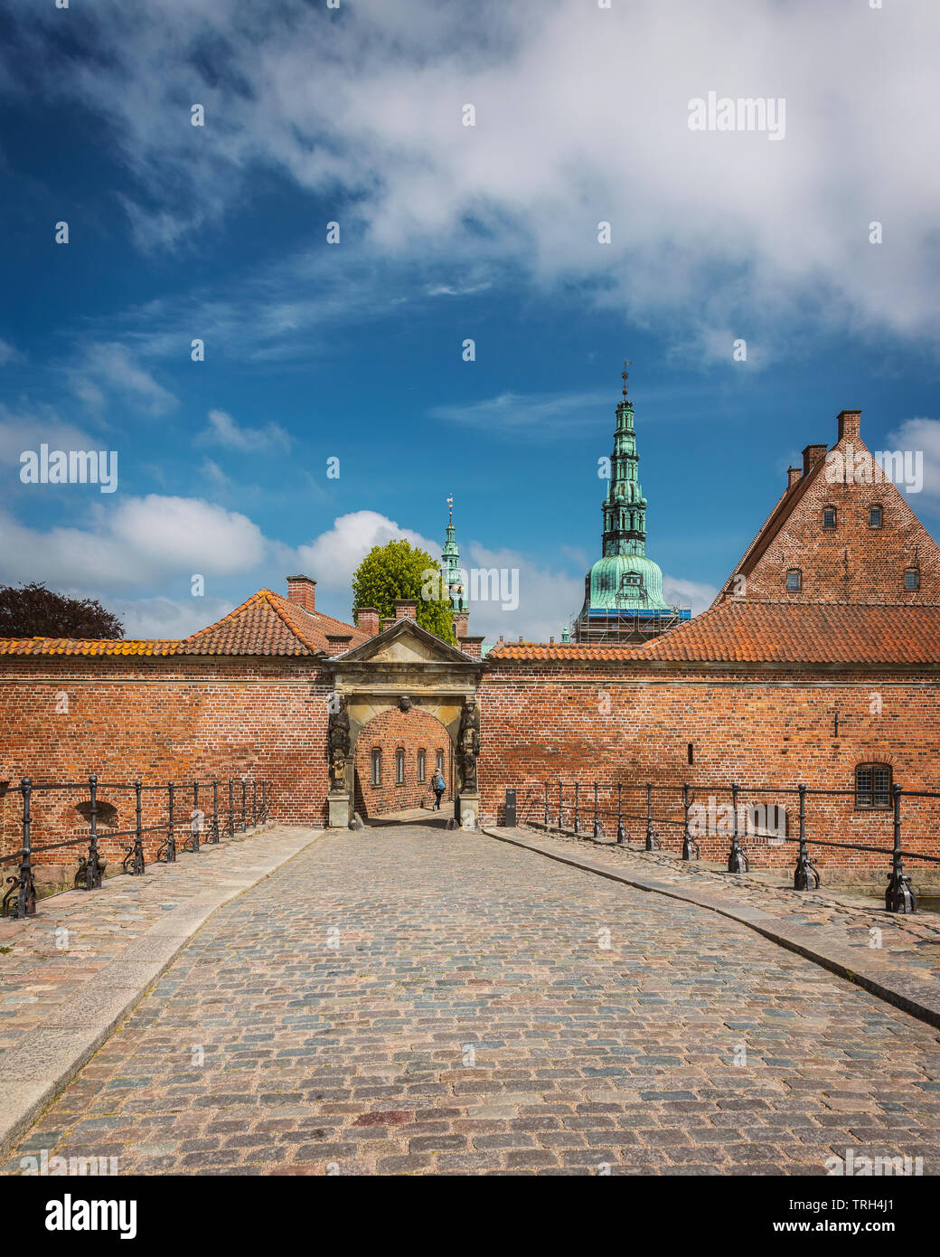 Exterieur und Tor des berühmten Royal Renaissance Schloss Frederiksborg. Horsholm, Dänemark. Stockfoto