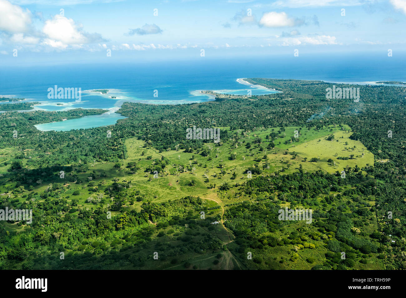 Luftaufnahme der Insel Efate, Vanuatu Stockfoto