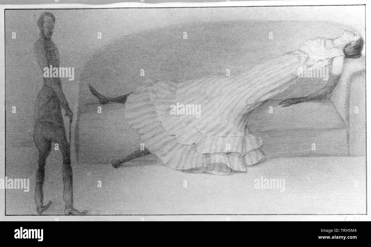 Kubin, Alfred, hysterics Federzeichnung von Kubin, Alfred ca. 1903, handsigniert 15 x 26, Repro negativ auf Basis Federzeichnung, Kunst Auktion moderne 610 (5.12.1975), die Nummer 1267 (51),, Additional-Rights - Clearance-Info - Not-Available Stockfoto
