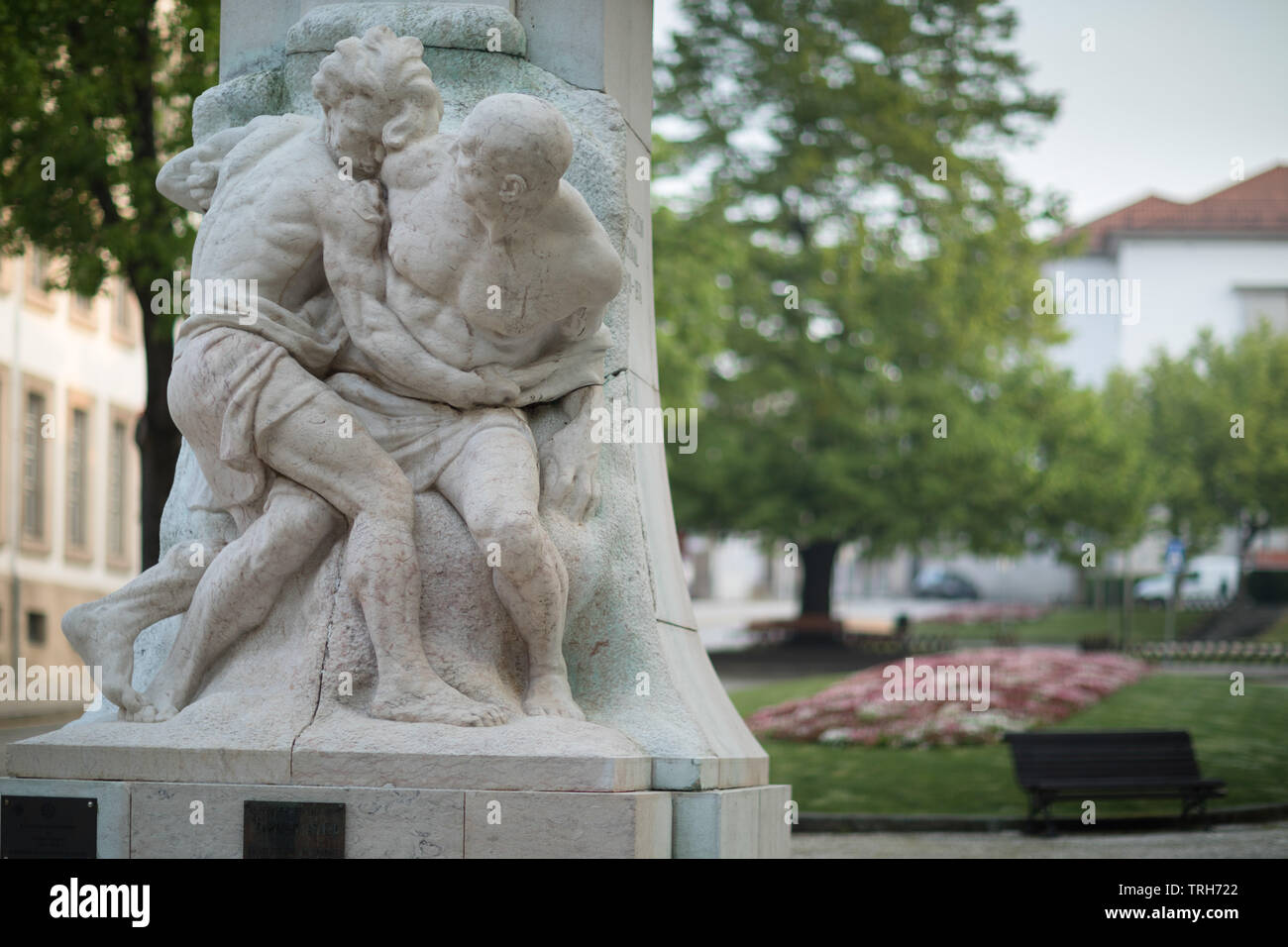 Statue in Carvalho Araujo, Vila Real, Portugal Stockfoto