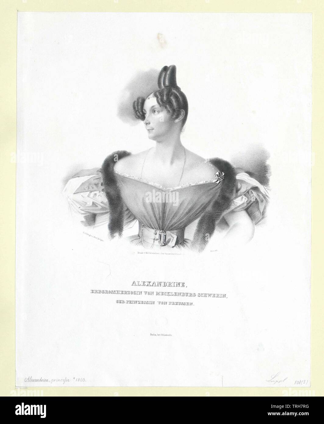 Alexandrine, Prinzessin von Preußen, Additional-Rights - Clearance-Info - Not-Available Stockfoto