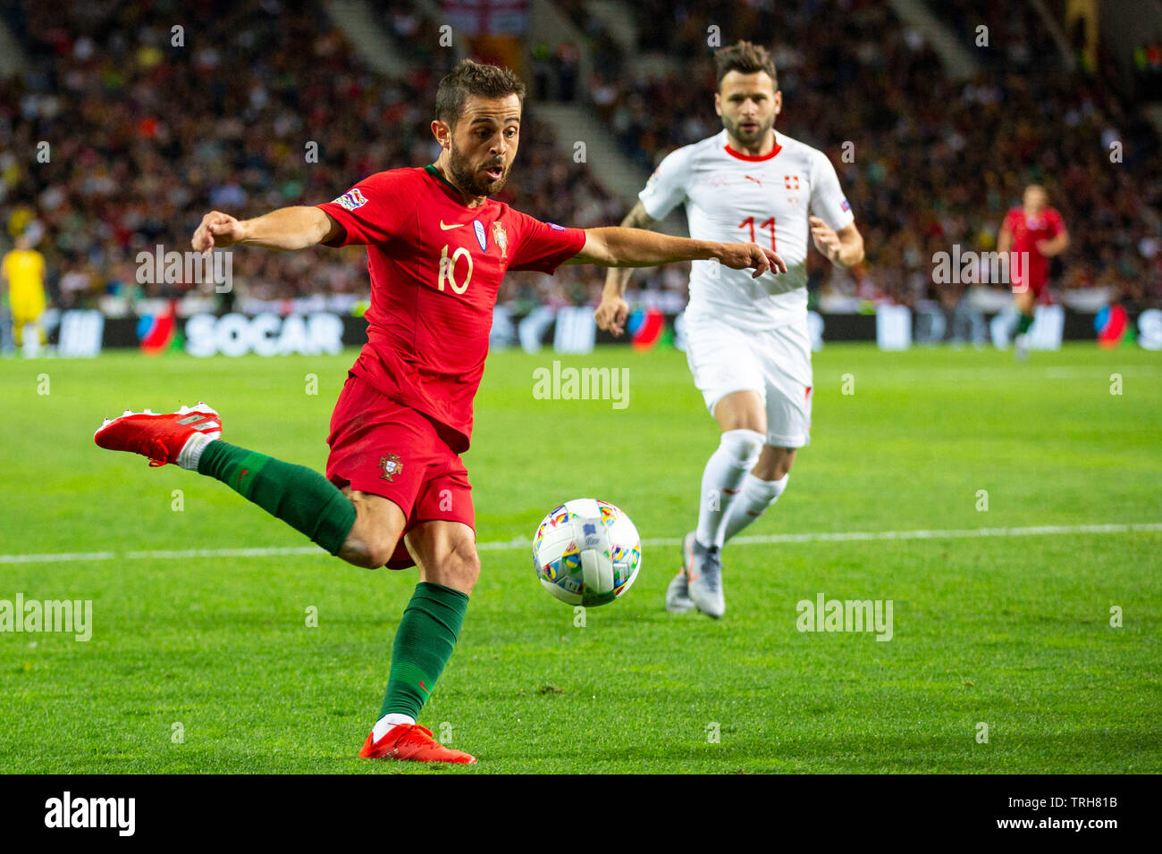 Portugals Spieler Bernardo Silve ist in Aktion während des Spiels für die UEFA Nationen League Finale im Dragon Stadium am 5. Juni, 2019 in Porto, Portugal gesehen. (Endstand; Portugal 3:1 Schweiz) Stockfoto