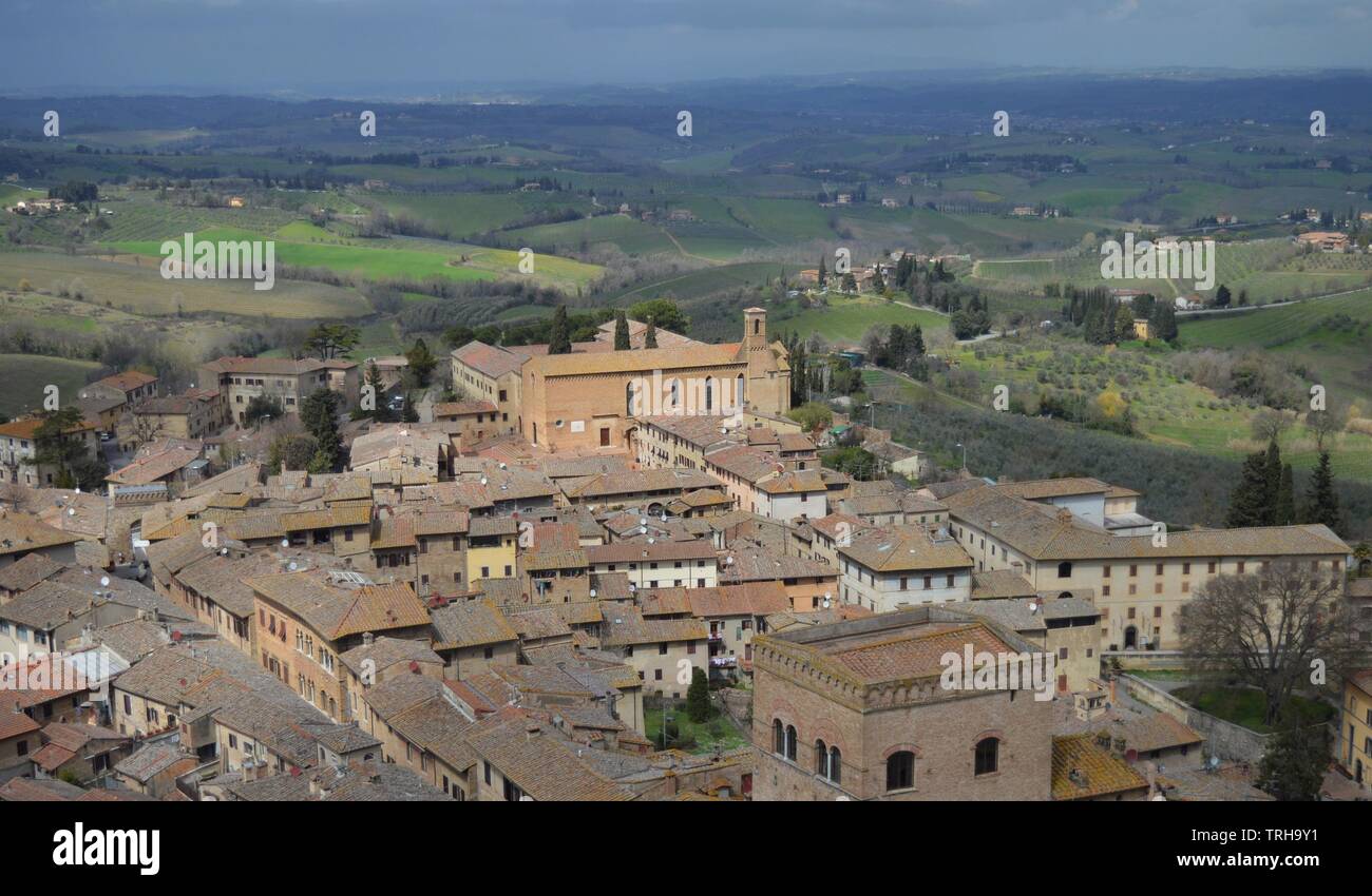 Stadt Panorama der Stadt San Gimignano Toskana, Italien Stockfoto