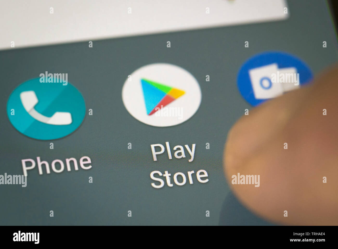 Play Store logo Symbol auf Mobiltelefon Stockfoto