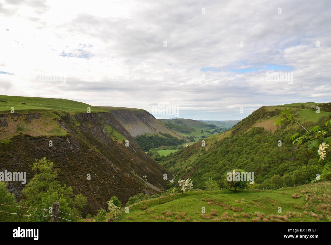 Eine Landschaft geschossen von Dylife Schlucht in Wales Stockfoto