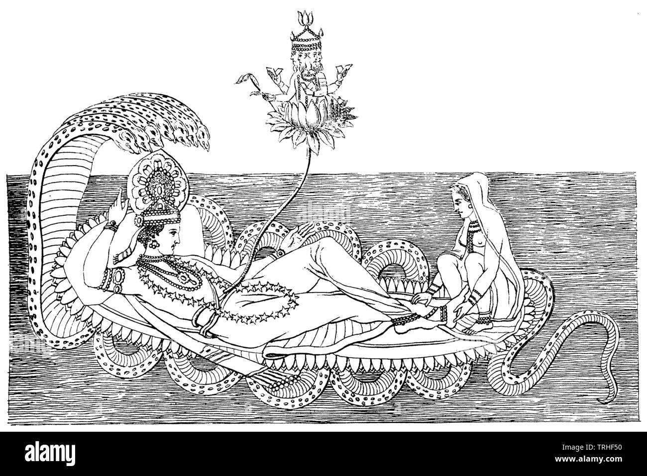 Indien: Brahma, Vischnu und Lakschmi,, (kulturelle Geschichte Buch, 1875) Stockfoto