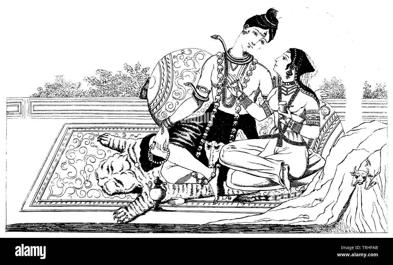 Indien: Mahadeva und Bhavani,, (kulturelle Geschichte Buch, 1875) Stockfoto